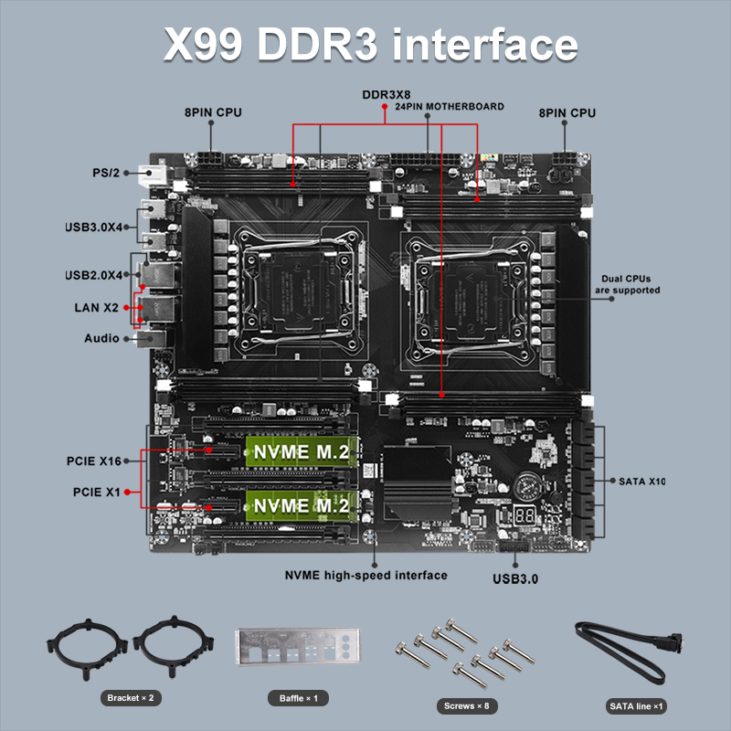 Scheda madre CPU X99 a doppio  - Ecc Ram Server recensione e prezzo